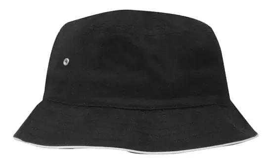 Headwear Bucket Hat With Sandwich Trim Brushed Heavy Sports Twill *no Sandwich* X12